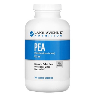 Lake Avenue Nutrition, ПЭА (пальмитоилэтаноламид), 300 мг, 365 растительных капсул