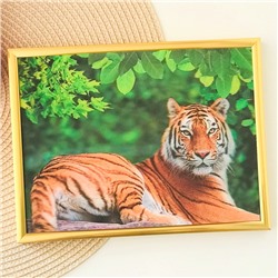 3Д картинка "Тигр в зеленом лесу" 14,5 х 19,5 см х Т-0019, голографическая открытка с изображением тигра, без фоторамки