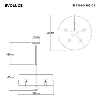 SLE3010-303-05 Светильник подвесной Латунь/Белый E14 5*40W