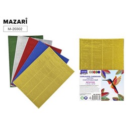 Набор цветного гофрокартона А4 5л 5цв металлик 170г/м2 M-20302 Mazari