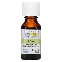 Aura Cacia, 100% чистое эфирное масло, лайм, 15 мл (0,5 жидк. унции)