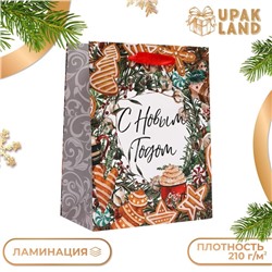 Новый год. Пакет подарочный, ламинированный, "С Новым Годом!",18 х 23 х 10 см.