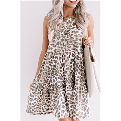 Леопардовое многоярусное платье-майка