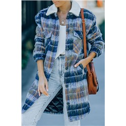 Multicolor Woolen Lining Plaid Brushed Long Coat