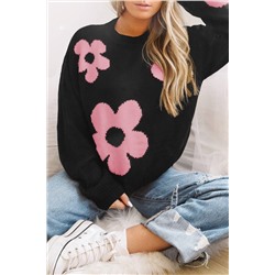 Big Flower Pattern Knit Sweater