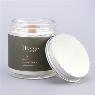Свеча ароматическая "Hygge" #3 Табак/бергамот, соевый воск, в банке, 90 г