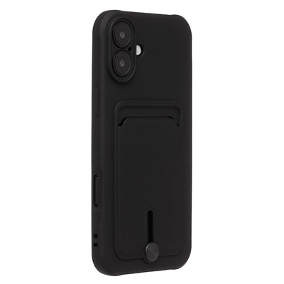 Чехол-накладка - SC304 c картхолдером для "Apple iPhone 16 Plus" (black) (234442)