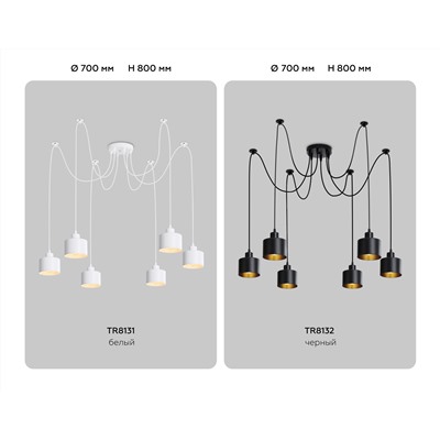 Подвесной светильник в стиле лофт TR8131/6 WH белый E27*6 max 40W D700*800