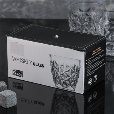 Набор стаканов стеклянных для виски «Рокс», 2 предмета: 350 мл, 9,6×9 см