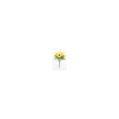 Искусственные цветы, Ветка в букете подсолнух 6 голов (1010237) желтый