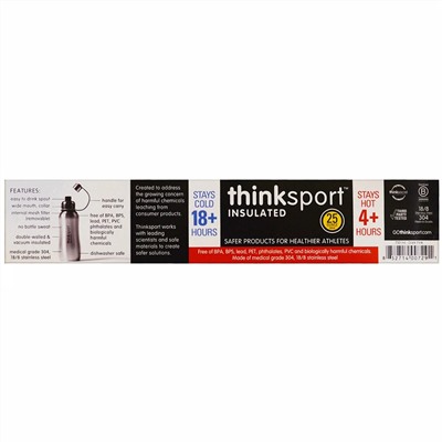 Think, Thinksport , Insulated Sports Bottle, Dark Pink, 25 oz (750ml)