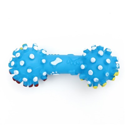 Игрушка пищащая увеличенная "Гантель с лапками" для собак, 16,5 x 6 см, голубая