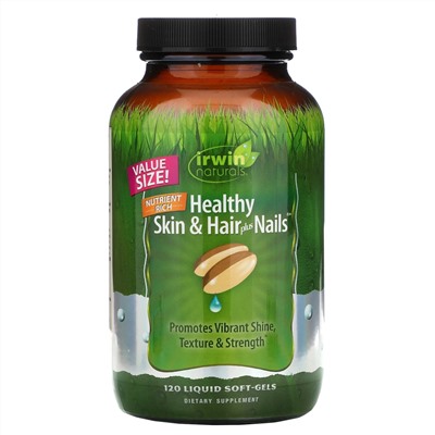 Irwin Naturals, Healthy Skin & Hair Plus Nails, 120 мягких желатиновых капсул с жидкостью