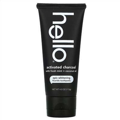 Hello, Activated Charcoal Epic Whitening Fluoride Toothpaste, Fresh Mint + Coconut Oil, 4.0 oz (113 g)