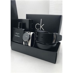 Подарочный набор для мужчины ремень, часы, духи + коробка #21214651
