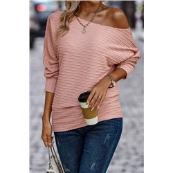 Dusty Pink Textured Knit Long Sleeve Top