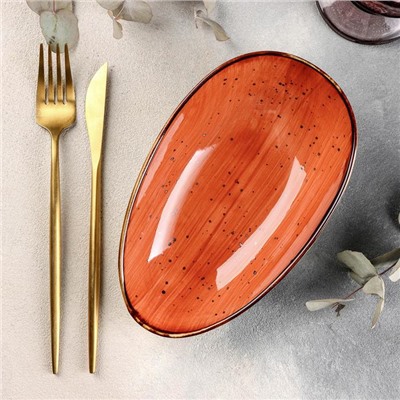 Блюдо керамическое сервировочное «Сапфир», 20,5×12,5×5 см, цвет оранжевый