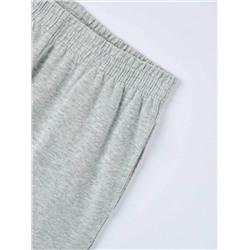 Легкие спортивные брюки из однотонной ткани с высокой линией талии Светло-серый меланж