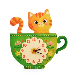 Настенные детские часы "Кот в чашке"