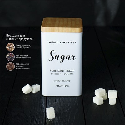 Банка для сыпучих продуктов (сахар) «Сайнс», 18×10 см, цвет белый