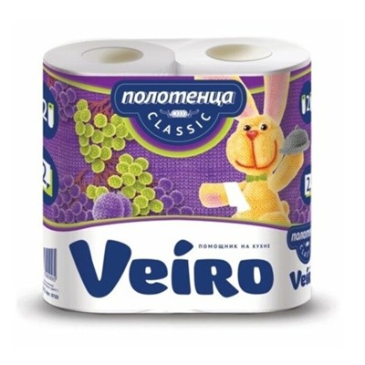 Полотенца бумажные Veiro Classic, белые, 2 слоя, 2 рулона