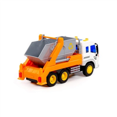 322849 Полесье "Сити", автомобиль-контейнеровоз инерционный (со светом и звуком) (оранжевый) (в коробке)