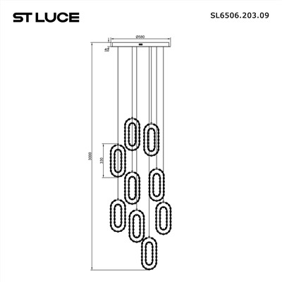 SL6506.203.09 Светильник подвесной ST-Luce Золотистый/Золотистый, Прозрачный LED 9*9W 3000K