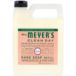 Mrs. Meyers Clean Day, Жидкое мыло для рук в экономичной упаковке с ароматом герани, 975 мл (33 жидких унции)