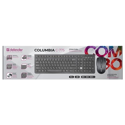 Беспроводной набор Defender Columbia C-775 мембранная клавиатура+мышь (black)