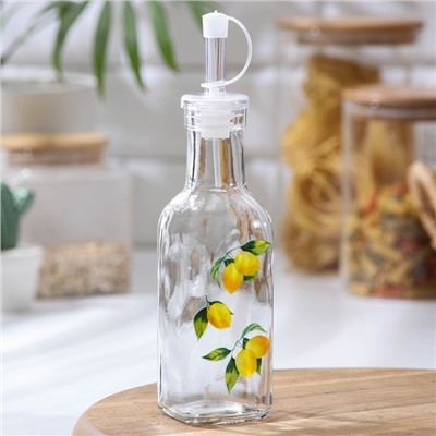 Бутыль стеклянная для соусов и масла Доляна «Лимоны», 200 мл, 4,5×20 см