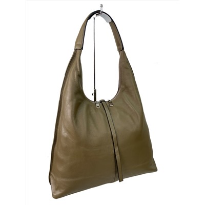Женская сумка шоппер из натуральной кожи, цвет хаки