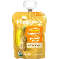 Happy Family Organics, Happy Baby, Nutty Blends, 6+ Months, Organic Bananas with 1/2 tsp Peanut Butter, 3 oz (85 g)
