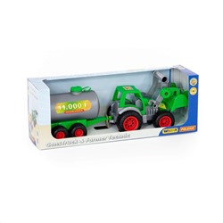 320885 Wader "Фермер-техник", трактор-погрузчик с цистерной (в коробке)