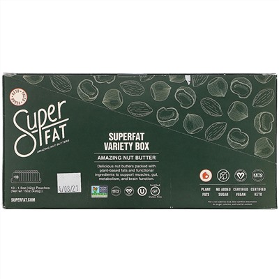 SuperFat, Variety Box, изумительное ореховое масло, 10 пакетиков по 42 г (1,5 унции) каждый