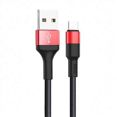 Кабель USB - Type-C Hoco X26 Xpress (повр. уп.)  100см 2A  (black/red)