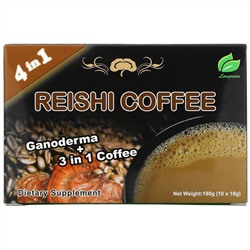 Longreen, 4 in 1 Reishi Coffee, 10 саше, каждое весом 18 г