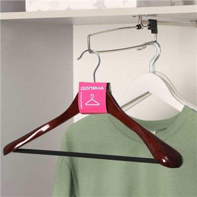 Плечики - вешалка для верхней одежды с перекладиной Доляна 44,5×22,5 см, цвет чёрный