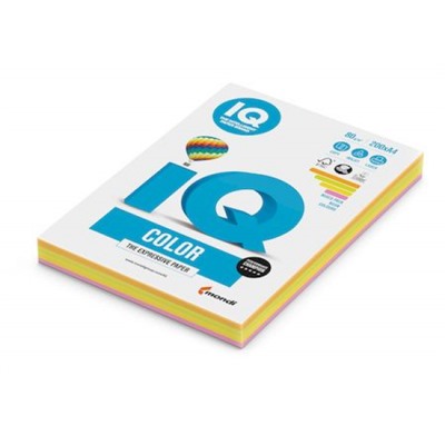 Бумага  А4 200л 80гр.  IQ Color mix 4 цв. неон ассорти IQ-80-RB04