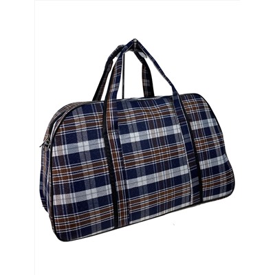 Дорожная сумка из текстиля, цвет синий с коричневым