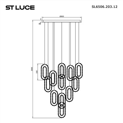SL6506.203.12 Светильник подвесной ST-Luce Золотистый/Золотистый, Прозрачный LED 12*9W 3000K