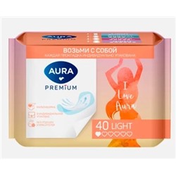 AURA Прокладки женские ежедневные ультратонкие Premium Light multiform 40 шт