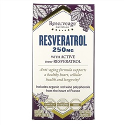 ReserveAge Nutrition, ресвератрол, 250 мг, 60 растительных капсул