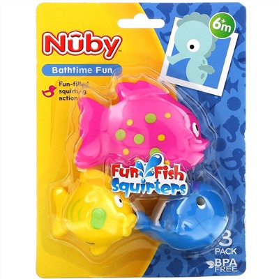 Nuby, веселые рыбки, игрушки для ванной, для детей от 6 месяцев, 3 шт. в упаковке