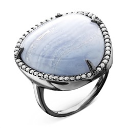 Кольцо из серебра с гт кварцем и фианитами родированное 925 пробы ак-1401390-1