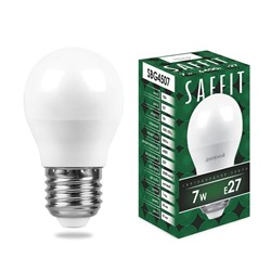 Лампа светодиодная SAFFIT SBG4507, G45, E27, 7 Вт, 230 В, 6400 К, 560 Лм, 220°, 81 х 45 мм