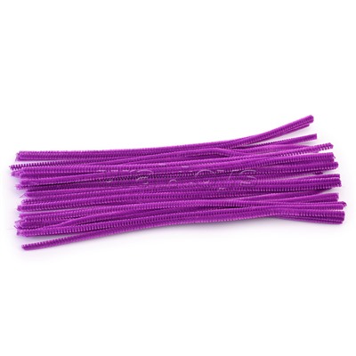 Проволока пушистая Шенил для творчества 0,6x30 см, 30 шт, цвет фиолетовый, в пластиковом пакете с блистерным подвесом