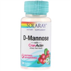 Solaray, D-манноза с CranActin, для здоровья мочевыводящих путей, 60 капсул