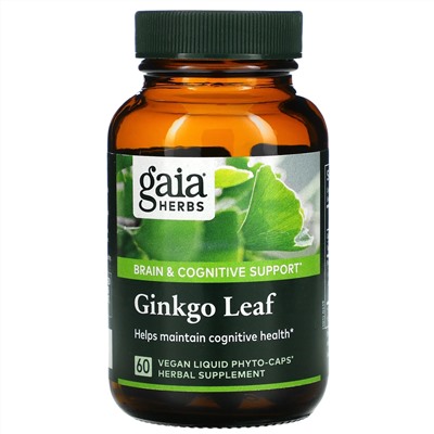 Gaia Herbs, Лист гинкго, 60  жидких капсул на растительной основе