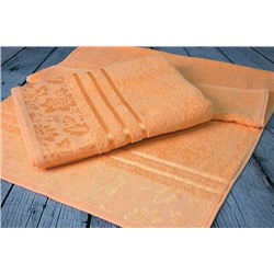 Набор махровых полотенец "Дуэт"-пастельно-оранжевый 2 шт ( 50*90 см,70*140 см) хлопок 100%