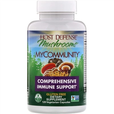 Fungi Perfecti, Иммунная защита, MyCommunity, 120 растительных капсул